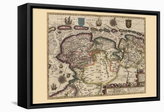 Map of the Area East of the Zuiderzee In the Netherlands-Pieter Van der Keere-Framed Stretched Canvas