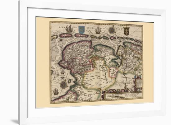 Map of the Area East of the Zuiderzee In the Netherlands-Pieter Van der Keere-Framed Premium Giclee Print