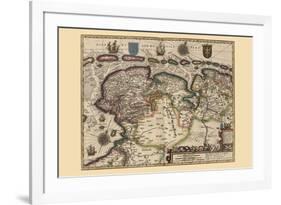Map of the Area East of the Zuiderzee In the Netherlands-Pieter Van der Keere-Framed Premium Giclee Print