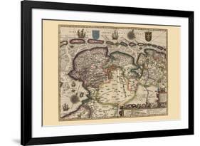 Map of the Area East of the Zuiderzee In the Netherlands-Pieter Van der Keere-Framed Premium Giclee Print
