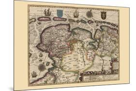Map of the Area East of the Zuiderzee In the Netherlands-Pieter Van der Keere-Mounted Premium Giclee Print