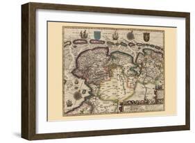 Map of the Area East of the Zuiderzee In the Netherlands-Pieter Van der Keere-Framed Art Print