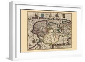 Map of the Area East of the Zuiderzee In the Netherlands-Pieter Van der Keere-Framed Art Print