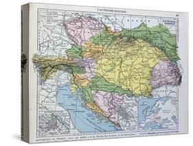 Map of the Austro-Hungarian Empire, Illustration from a French geography School Textbook, 1905-null-Stretched Canvas