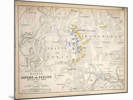 Map of the Battle of Aspern or Essling, Published by William Blackwood and Sons, Edinburgh and…-Alexander Keith Johnston-Mounted Giclee Print