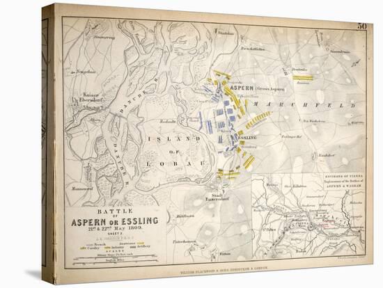 Map of the Battle of Aspern or Essling, Published by William Blackwood and Sons, Edinburgh and…-Alexander Keith Johnston-Stretched Canvas