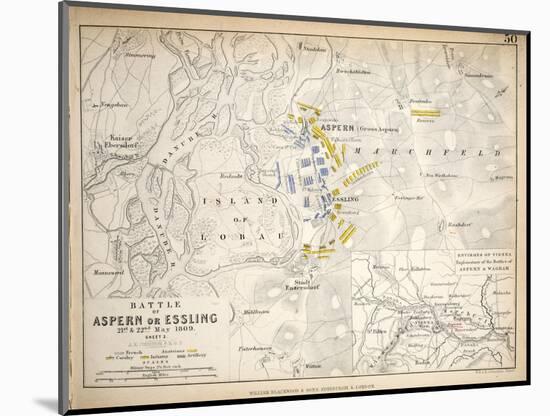 Map of the Battle of Aspern or Essling, Published by William Blackwood and Sons, Edinburgh and…-Alexander Keith Johnston-Mounted Giclee Print
