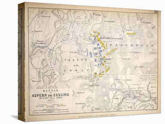 Map of the Battle of Aspern or Essling, Published by William Blackwood and Sons, Edinburgh and…-Alexander Keith Johnston-Stretched Canvas