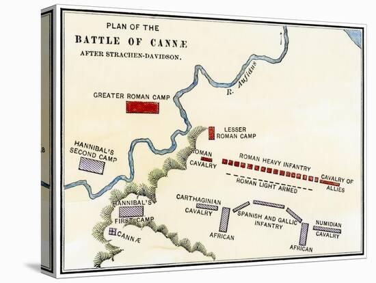 Map of the Battle of Cannae, in Which Hannibal Defeated the Romans During the Second Punic War-null-Stretched Canvas