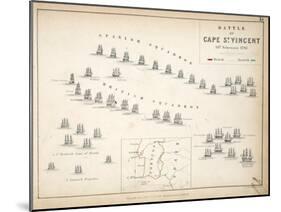 Map of the Battle of Cape St. Vincent, Published by William Blackwood and Sons, Edinburgh and…-Alexander Keith Johnston-Mounted Giclee Print