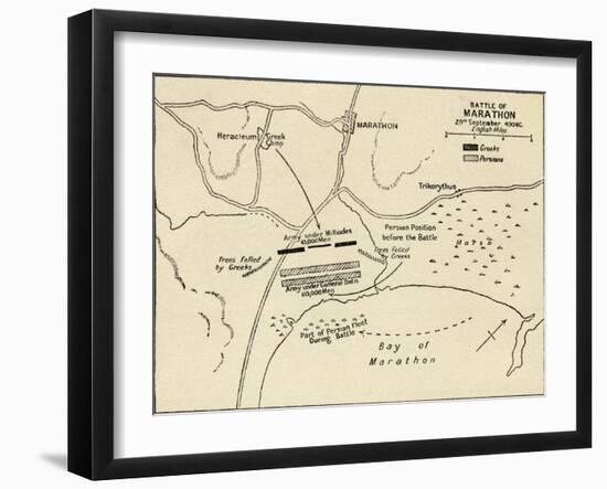 Map of the Battle of Marathon, from 'Atlas of Ancient and Classical Geography, Published in 1928-null-Framed Giclee Print