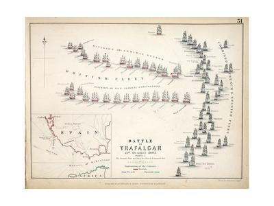 'Map of the Battle of Trafalgar, Published by William Blackwood and