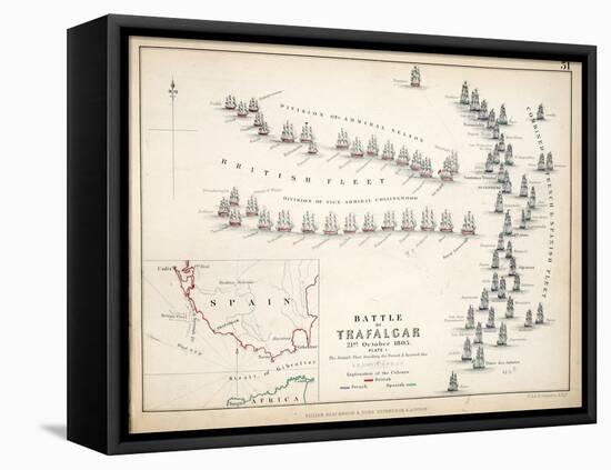 Map of the Battle of Trafalgar, Published by William Blackwood and Sons, Edinburgh and London, 1848-Alexander Keith Johnston-Framed Stretched Canvas