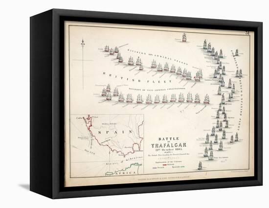 Map of the Battle of Trafalgar, Published by William Blackwood and Sons, Edinburgh and London, 1848-Alexander Keith Johnston-Framed Stretched Canvas