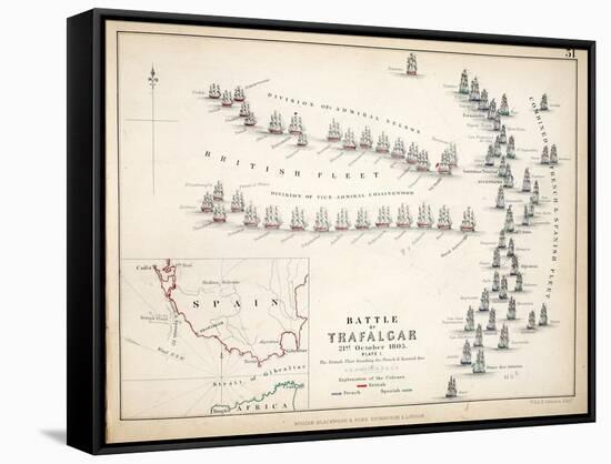 Map of the Battle of Trafalgar, Published by William Blackwood and Sons, Edinburgh and London, 1848-Alexander Keith Johnston-Framed Stretched Canvas