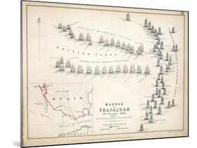 Map of the Battle of Trafalgar, Published by William Blackwood and Sons, Edinburgh and London, 1848-Alexander Keith Johnston-Mounted Giclee Print