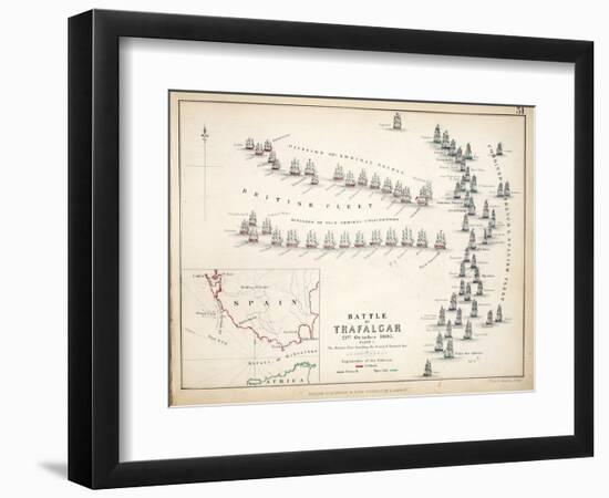 Map of the Battle of Trafalgar, Published by William Blackwood and Sons, Edinburgh and London, 1848-Alexander Keith Johnston-Framed Giclee Print