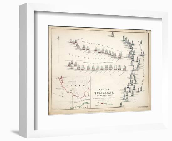 Map of the Battle of Trafalgar, Published by William Blackwood and Sons, Edinburgh and London, 1848-Alexander Keith Johnston-Framed Giclee Print