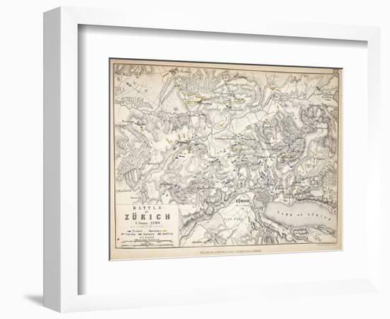 Map of the Battle of Zurich, Published by William Blackwood and Sons, Edinburgh and London, 1848-Alexander Keith Johnston-Framed Giclee Print