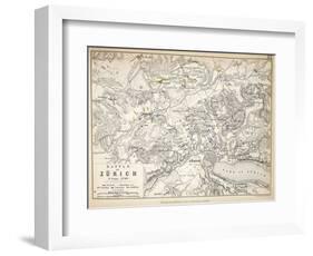 Map of the Battle of Zurich, Published by William Blackwood and Sons, Edinburgh and London, 1848-Alexander Keith Johnston-Framed Giclee Print