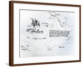 Map of the Bay of Mont Saint-Michel-null-Framed Giclee Print