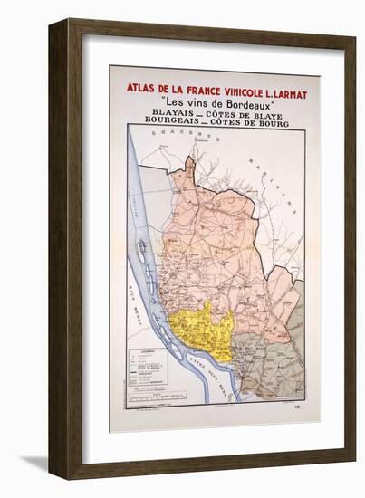 Map of the Bordeaux Region Just East of the Girond-null-Framed Giclee Print