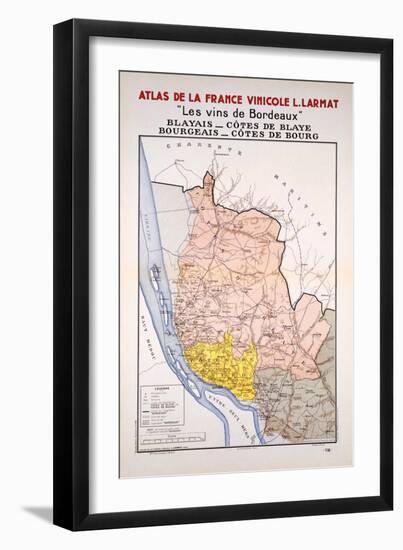 Map of the Bordeaux Region Just East of the Girond-null-Framed Giclee Print