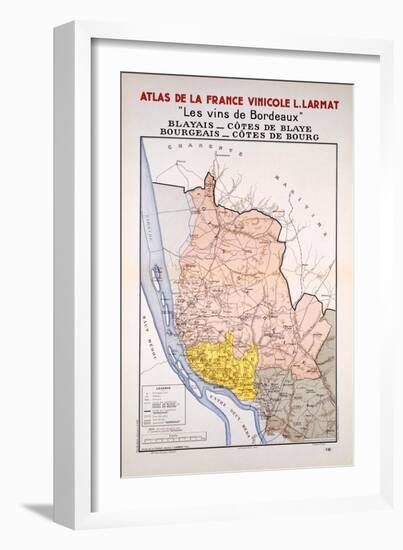 Map of the Bordeaux Region Just East of the Girond-null-Framed Giclee Print