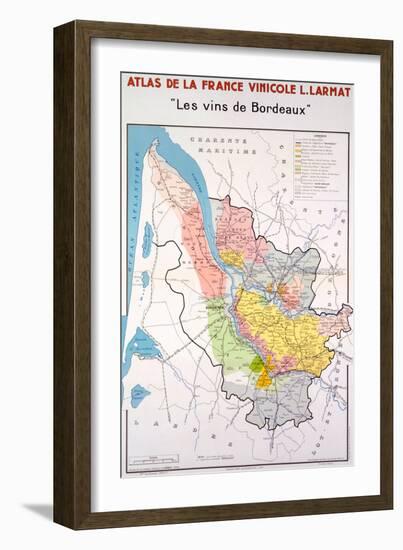 Map of the Bordeaux Region-null-Framed Premium Giclee Print