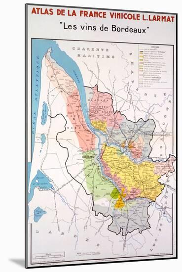 Map of the Bordeaux Region-null-Mounted Giclee Print