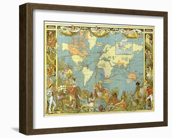 Map of the British Empire in 1886-Walter Crane-Framed Giclee Print