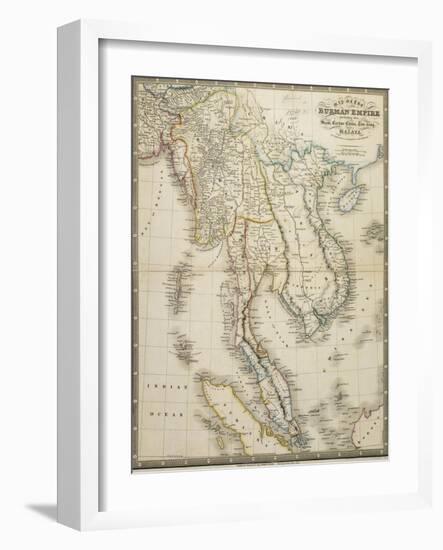 Map of the Burman Empire Including also Siam, Cochin China, Tonking and Malaya-James Wyld-Framed Giclee Print