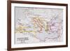 Map of the Byzantine Empire at Death of Emperor Justinian I (463-565) from 'A Literary and…-English School-Framed Giclee Print