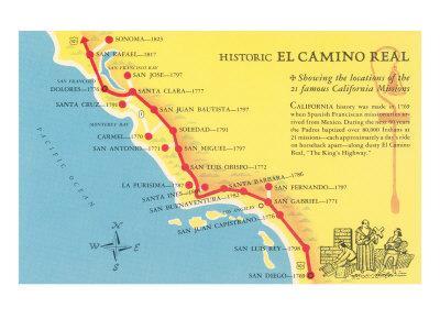 'Map of the Camino Real, California Missions' Print