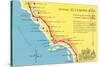 Map of the Camino Real, California Missions-null-Stretched Canvas