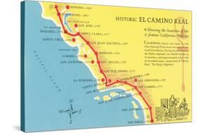 Map of the Camino Real, California Missions-null-Stretched Canvas