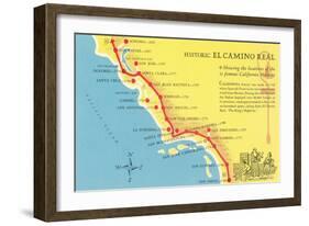 Map of the Camino Real, California Missions-null-Framed Art Print