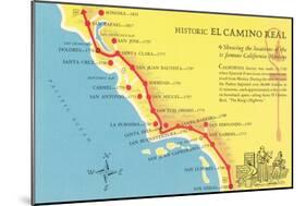 Map of the Camino Real, California Missions-null-Mounted Art Print