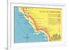 Map of the Camino Real, California Missions-null-Framed Premium Giclee Print