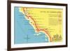 Map of the Camino Real, California Missions-null-Framed Premium Giclee Print