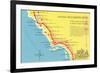 Map of the Camino Real, California Missions-null-Framed Premium Giclee Print