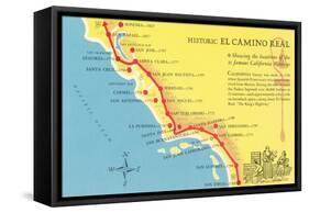 Map of the Camino Real, California Missions-null-Framed Stretched Canvas