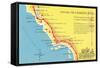 Map of the Camino Real, California Missions-null-Framed Stretched Canvas