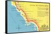 Map of the Camino Real, California Missions-null-Framed Stretched Canvas