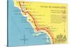 Map of the Camino Real, California Missions-null-Stretched Canvas