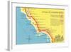 Map of the Camino Real, California Missions-null-Framed Art Print