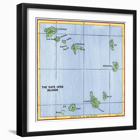 Map of the Cape Verde Islands in the Atlantic-null-Framed Premium Giclee Print