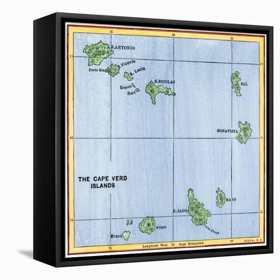 Map of the Cape Verde Islands in the Atlantic-null-Framed Stretched Canvas