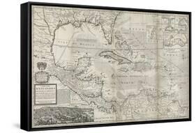 Map of the Caribbean, 1715-Hermann Moll-Framed Stretched Canvas