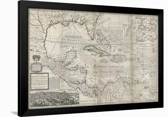 Map of the Caribbean, 1715-Hermann Moll-Framed Premium Giclee Print